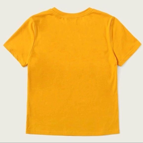 NWOT Shein mustard yellow graphic tassel t-shirt - Picture 2 of 7